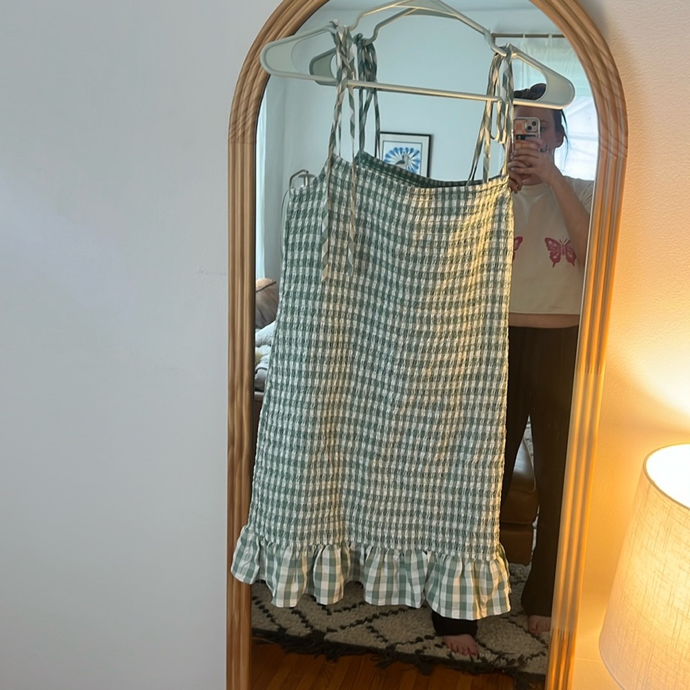 Reformation green gingham dress. Worn once to a wedding